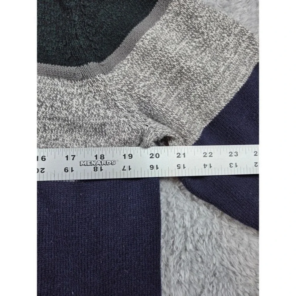 IZOD Mens Large‎ Green Navy Gray Stripe Crew Neck Long Sleeve Sweater L
